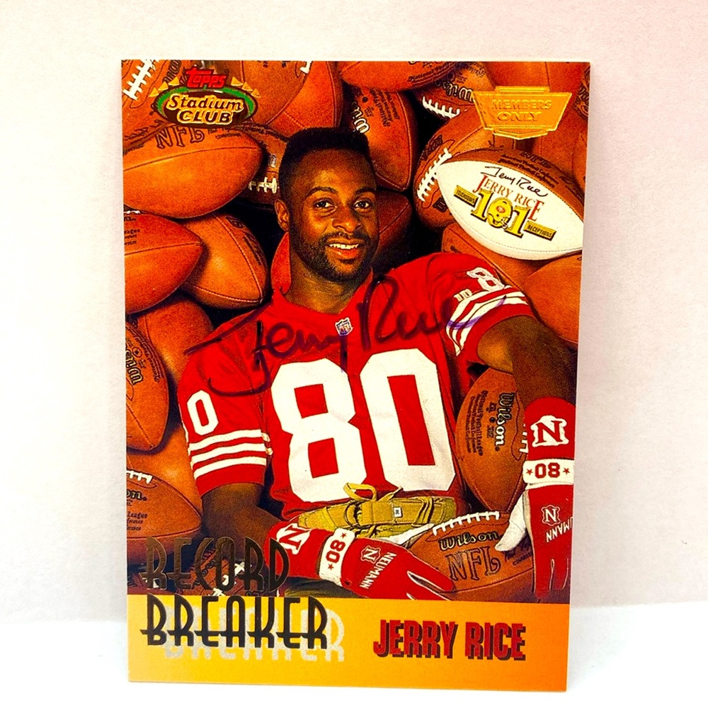 1993 Stadium Club Record Breaker Jerry Rice 49ers Auto JSA COA (MISC14)